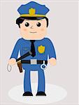 Cute Cartoon policeman with nightstick