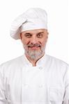 Portrait of a weird chef in a chef's hat.