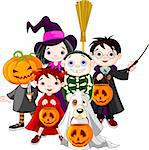 Halloween   children trick or treating in Halloween costume