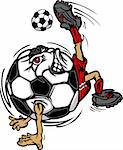 Soccer Ball Cartoon Image as a Soccer Player Kicking Soccer Ball