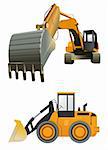 vector construction machines on white background