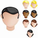 Vector - People Heads Male and Female. Set of 4 hair and skin colors