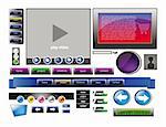 set of webdesign banner, arrow, frame, video player and glossy button