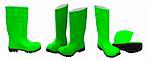 3d render of  green rubber boots on a white background