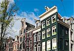 typical amsterdam houses against a cloudy sky