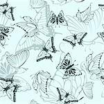 Seamless vector butterfly pattern. For easy making seamless pattern just drag all group into swatches bar, and use it for filling any contours.