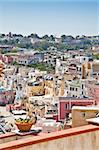 Panoramic view of Procida Isle, in Naples Gulf, Italy