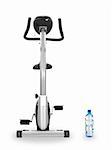 An exercise bike isolated against a white background