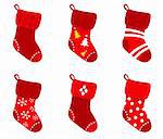 Cute Christmas Socks set - vector cartoon Illustration