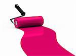 3d paint roller pink color ground white