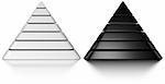 Black and white pyramids onto a white background with reflection