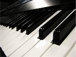a shot of some piano keys angled down
