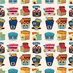 cartoon house / shop seamless pattern