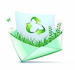 Vector illustration of green concept with  recycling  symbol coming out from a envelope