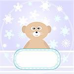Baby Bear greetings card with snowflakes and empty blank Vector