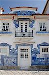 Facade detail of the railway station of Aveiro, Portugal.