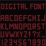 Vector digital font made of red circles