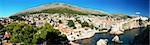 Panorama of the historic center of Dubrovnik in southern Croatia. Mediterranean historic town frequently visited by tourists.