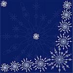 Decorative pattern from snowflakes on blue background
