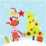 Template christmas greeting card, vector illustration