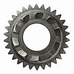 Machine gear, metal cogwheel. Isolated on white.