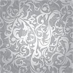 abstract seamless silver floral background vector illustration