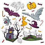 set of abstract Halloween icons vector illustration
