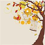 abstract autumn background with tree vector illustration