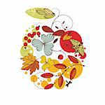 abstract cute floral autumn card vector illustration