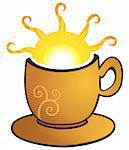 Illustration of bright hot sun inside cup