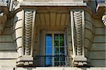 French Window Reflecting the Blue Sky and Trees, Paris