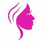 Beautiful pink simple woman face - vector Illustration