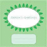 season's greetings over a green pop art background as snow, christmas and new year 2012 winter card