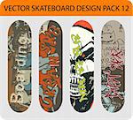 Vector pack of 4 skateboard designs full editable eps10 format.