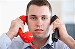 Close up businessman stressed with the telephone