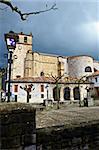 The Main Square of Medieval Spanish Town in Rainy Day
