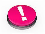 3d pink button exclamation mark white