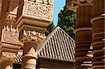 Detail of the Court of the Lions (Patio de los Leones) in the Nasrid Palaces of the Alhambra in Granada, Spain