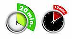 Set of 10 and 20 minutes timer. Vector illustration. Easy ro edit