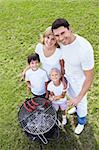 Happy families on a barbecue