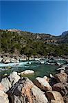 The Rapid Flow of the River Aragon in the Spur of the Pyrenees Mountains