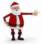 Cartoon Santa Claus pointing at something - high quality 3d illustration