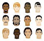 Vector Illustration of 12 different mens faces.