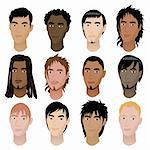 Vector Illustration of 12 men faces. Men Faces #6.