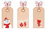 Cute Retro Christmas blank labels. Vector Illustration.