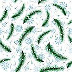 Winter snowflake and fir brunch seamless pattern. For easy making seamless pattern just drag all group into swatches bar, and use it for filling any contours.