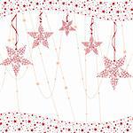 Abstract elegance red christmas snowflake star greeting card