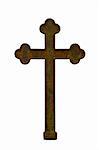Old rusty metal cross isolated on white