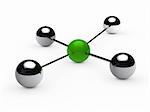 Leadership concept with green sphere and chrome