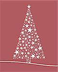 Christmas tree from white stars pink background